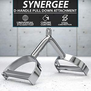 Synergee Pull Down Bar Universal Cable Machine Attachment. Narrow Grip V Shape LAT Pulldown Bar with Pro-Style Handles for Upper Body Workouts.