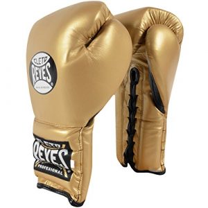 CLETO REYES Traditional Lace Up Training Boxing Gloves - 14 oz. - Solid Gold