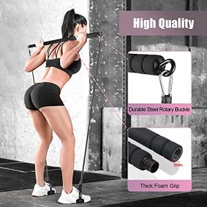 Pilates Bar Kit with Resistance Bands, WeluvFit Adjustable Bands Exercise Fitness Equipment for Women & Men, Home Gym Workout 3-Section Stick Squat Yoga Pilates Flexbands Kit for Full Body Shaping