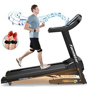 Famistar 3.5HP Folding Treadmill, 15% Auto Incline 300LBS Capacity Running Machine with LCD Display Smart Shock-Absorbing System, 12 Programs, Easy Assembly&Space Saving for Home Office Workout