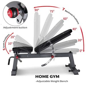 MENCIRO Adjustable Weight Bench, 7 Back Positions 3 Seat Positions Full Body Workout Bench for Home Gym Bench Press Weight lifting