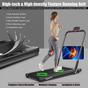 Goplus 2 in 1 Folding Treadmill, 2.25HP Under Desk Electric Treadmill, Installation-Free, with Remote Control, Bluetooth Speaker and LED Display, Walking Jogging Machine for Home/Office Use (Black)