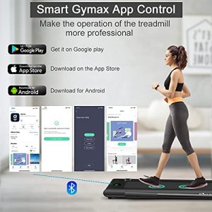 GYMAX 2 in 1 Folding Treadmill, Under Desk Electric Treadmill with LED Monitor, Remote Control, Smart App Control, Flexible Running Machine for Small Space Home Gym (Black)