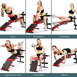 Sporfit Sit Up Bench, Adjustable Ab Bench for Full Body Exercise, Foldable Strength Training Bench with LCD Monitor for Home Gym & body workout(Red)