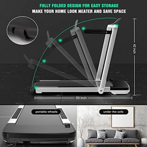 ANCHEER 2 in 1 Under Desk Treadmill, 2.25HP Electric Folding Treadmill with LCD Touch Display and Remote Control for Home & Office