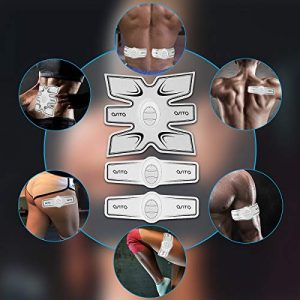 OSITO EMS Muscle Toner ABS Stimulator Rechargeable Abs Trainer Abdominal Muscle Toner Electronic Toning Belts with 10 Replacement Gel Pads for Home Office Travel Exercises Device