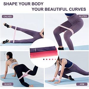 Zugoulook 18Pcs Resistance Bands Set for Women, 5 Stackable Exercise with Handles, Loop Bands, Jump Rope, Figure 8 Band, Ideal Home, Gym Fitness, Yoga, Full Body Workout