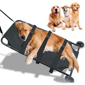 TUNTROL Dog Stretcher 45x22 Inch with Noiseless Wheels, Max 150lbs Capacity, Pet Transport Trolley Animal Gurney Foldable