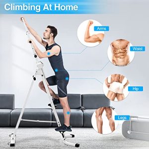 Vertical Climber Exercise Machine, Doufit Upgraded Folding Cardio Full Body Workout Climbing Stair Stepper for Home Gym with LCD Monitor (White)