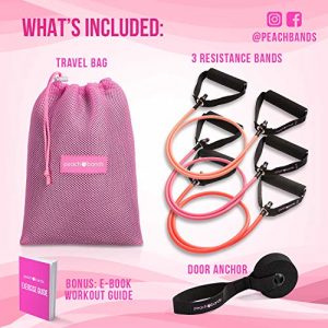 Peach Bands Resistance Tube Bands Set - Exercise Bands with Handles, Door Anchor and Workout Guide