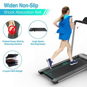 2 in1 Folding Treadmill,Googo Under Desk Treadmill with LED Display,Bluetooth Speaker,iPad Holder,2.25HP Motor,Shock Absorption Belt,Non-Assembly,Space Save Walking Running Machine