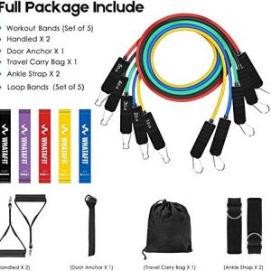 Whatafit Resistance Bands Set (16pcs), Exercise Bands with Door Anchor, Handles, Carry Bag, Legs Ankle Straps for Resistance Training, Physical Therapy, Home Workouts (Set3)