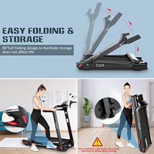 Folding Treadmill for Home, Cardio Running Machine, 12 Program, LED Touch Screen, 7 Color LED Lights, Bluetooth Speakers, APP Control, Heart Sensor