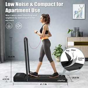 2 in 1 Motorized Folding Treadmill, Low Noise Compact Portable Under Desk Fold Up Walking Pad & Running Machine, Sturdy Foldable for Small Space/w Watch Remote Control, LED Display for Home Use