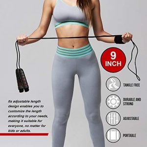 PUZGIC Jumping Rope Tangle-Free – Rapid Speed Skipping Jump Ropes with Gloves for men and women Aerobic Exercise – Anti-skid handles with adjustable length cable for Kids
