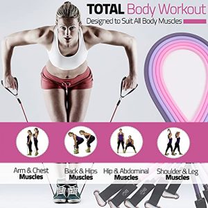 Resistance Bands for Women -11-Piece Workout Bands with Handles and Door Anchor - Heavy Duty Work Out Band-Elastic Leg, Booty, Squat Exercise Fitness Band Set for Home, Gym (150lbs w giftbox)