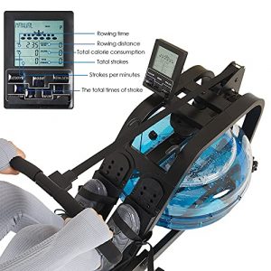 CONATE Water Rowing Machines for Home Use Fitness Rowing Machine 280 Pound Load-Bearing Home Gym Rowing Machine with iPad and Phone Mount with LCD Digital Monitor Rower Gift