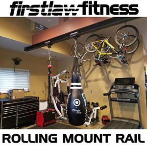 Firstlaw Fitness I-Beam Rolling Mount for Punching Bag & 8 Feet Rail Combo - Black Rolling Mount - Made in The USA
