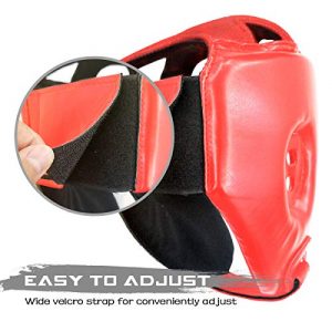 Luniquz Boxing Headgear for Kids Junior Adults Kickboxing Training MMA Sparring Karate, M Red