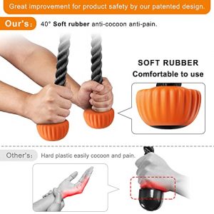 SELEWARE Tricep Rope Cable Machines Attachments for Gym, Universal Tricep Pull Down Rope with Soft Rubber Ends, Heavy Duty Exercise Rope for Triceps Biceps Back Shoulders (Orange, 36