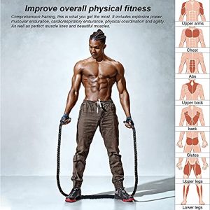 2LB Heavy Durable Jump Rope Adult Fitness Weighted Ropes Men and Women Whole Body Muscle Exercise to Improve Strength Endurance Training Sports jumping rope Outdoor Concrete use Weight Loss Skipping Rope