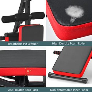 Sporfit Sit Up Bench, Adjustable Ab Bench for Full Body Exercise, Foldable Strength Training Bench with LCD Monitor for Home Gym & body workout(Red)