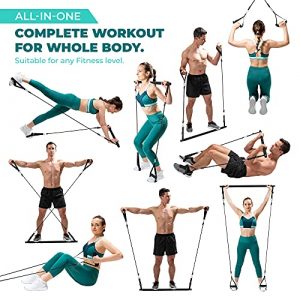 Repston Pilates Bar with Resistance Bands for Women and Men - Portable Pilates Bar Kit for Body Fitness - 3 Section Yoga Stick Exercise Bar with Adjustable Resistance Band for Home and Gym Equipment