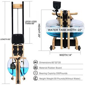 TRUNK Water Rowing Machine for Home Gym Fitness, Classic Solid Wood Water Rower with Bluetooth Monitor Whole Body Exercise Cardio Training