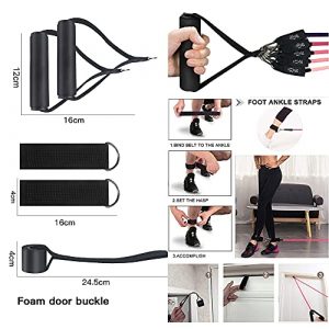 Zugoulook 18Pcs Resistance Bands Set for Women, 5 Stackable Exercise with Handles, Loop Bands, Jump Rope, Figure 8 Band, Ideal Home, Gym Fitness, Yoga, Full Body Workout