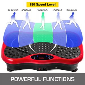 VEVOR Vibration Plate Exercise Machine,350LBS LCD 3 Levels Whole Body Exercise Vibration Fitness Platform with Bluetooth,Remote,Loop Resistance Bands,Home Training Equipment for Weight Loss (Red)