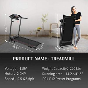 SHAREWIN Folding Treadmill with Incline, Electric Walking Running Jogging Fitness Machine with Blue Backlit LCD Display, Small Treadmill for Apartment Home & Gym Cardio Fitness