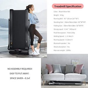 RHYTHM FUN Treadmill Folding Running Treadmill Under Desk Walking Pad Treadmill with Foldable Handtrail Wide Tread Belt Super Slim Mini Quiet Home Treadmill with Smart Remote Control and Workout App