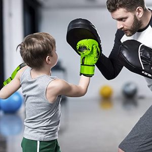 Kids Boxing Glove 6oz 8oz, Youth, Boys and Girls Training Sparring Gloves for Punching Bag, Kickboxing, Muay Thai, MMA, UFC, Gift for Age 6-15 Years (Green, 6 oz (45-80 lbs))