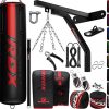 RDX Punching Bag Heavy Boxing Bag, 14pc Filled 5ft 4ft Anti Swing Kickboxing Adult Set, Maya Hide Leather, Punch Gloves Wall Bracket Hanging Chain Floor Hook, MMA Muay Thai Home Gym Fitness Training