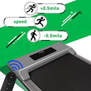 bigzzia Motorised Treadmill, Under Desk Treadmill Portable Walking Running Pad Flat Slim Machine with Remote Control and LCD Display for Home Office Gym Use, Installation-Free (Grey)