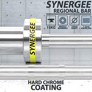 Synergee Regional Olympic 15kg Women’s Hard Chrome Barbell. Rated 1500lbs for Weightlifting, Powerlifting and Crossfit