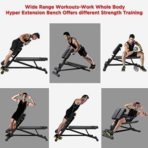 Yoleo Adjustable Weight Bench- 500lbs Utility Bench for Full Body Workout; Multi Purpose Decline Fitness Bench Roman Chair; Sit Up Abs All-in-One Hyper Back Extension Exercise Bench