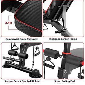 GIKPAL Adjustable Weight Bench - 8 Positions, Flat/Incline/Decline Folding FID Utility Bench, Foldable Exercise Workout Bench for Home Gym, 300lbs Capacity