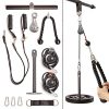 Fitty Max Fitness Cable Pulley System Gym. at Home Cable Machine Exercise Pulley Wheel with (3X) Rope, Bar, and Chest Handles Attachments for LAT Pull Down, Cable Crossover, Tricep, Biceps and More!