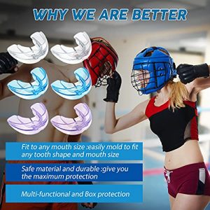 6 Pieces Braces Mouth Guard Kids Sports Mouth Guard for Kids Double Football Youth Mouthguards for Boxing Football Hockey Karate Basketball