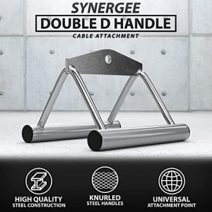 Synergee Double D Handle Cable Attachment – Home Gym Accessory for Cable Machine, Close Grip V Bar Grip for Weight Workout