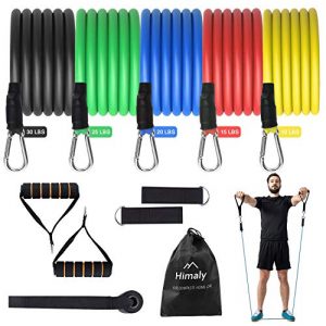 himaly Exercise Resistance Bands Set Strength Training Fitness Tubes Tension Bands with Handles, Door Anchor, Ankle Straps, Workout Guides and Band Guard Equipment for Men and Women