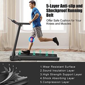 Goplus Folding Treadmill, Superfit Portable Electric Treadmill with LED Touch Screen, 12 Preset Programs, 2 Modes and Phone/Pad Holder, Compact Walking Jogging Running Machine for Home Office