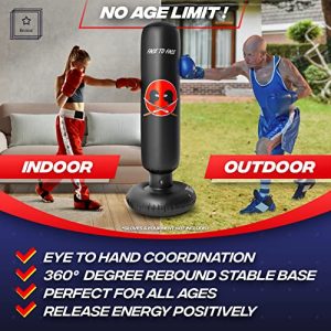Inflatable Punching Bag - Freestanding Heavy Bag - Perfect for Boxing, Karate, Tae Kwon Do, MMA, Muay Thai - Immediate Bounce-Back - Home Exercise and Martial Arts Training Equipment for Kids & Adults