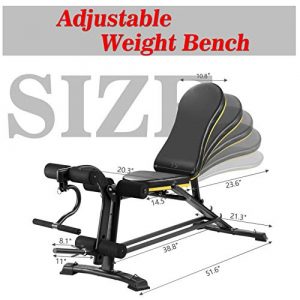 Wesfital Adjustable Workout Bench Weight Bench with Leg Extension and Curl Strength Training Bench Utility Incline Bench for Home Gym 400lbs Capacity (Parmesan Yellow)