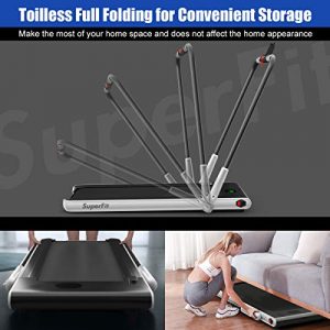 Goplus 2 in 1 Folding Treadmill, 2.25HP Under Desk Electric Superfit Treadmill, Installation-Free with APP Control, Remote Control, Bluetooth Speaker and LED Display, Jogging Walking for Home/Office