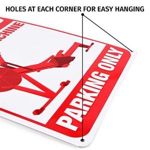 Rowing Machine Parking Embossed Tin Sign Ideal for Rowing Machine Accessories, Home Gym Rowers, Rowing Clubs, and More (RED)