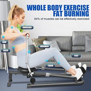 FUNMILY Rowing Machines for Home Use, Foldable Rower, Exercise Equipment for Cardio Training Fitness with 12 Level Smooth Hydraulic Resistance, Comfortable Soft Seat, LCD Monitor