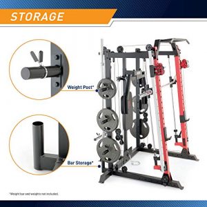 Marcy Smith Machine Cage System Home Gym Multifunction Rack, Customizable Training Station SM-4033, Red