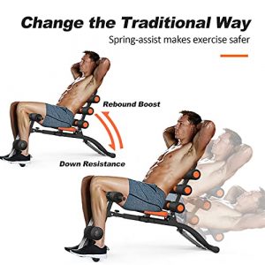 Abdominal Trainer, Utility Fitness Ab Exercise Bench with Foam Roller - Adjustable Chair Machine for Home Gym, Full Body Training (Orange)